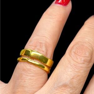 Gold over silver thumb ring, adjustable size stamped .925